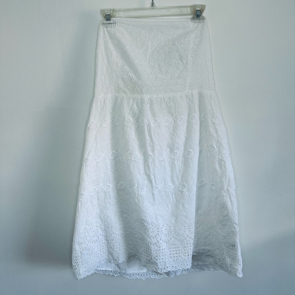 Old Navy White Strapless Eyelet Dress